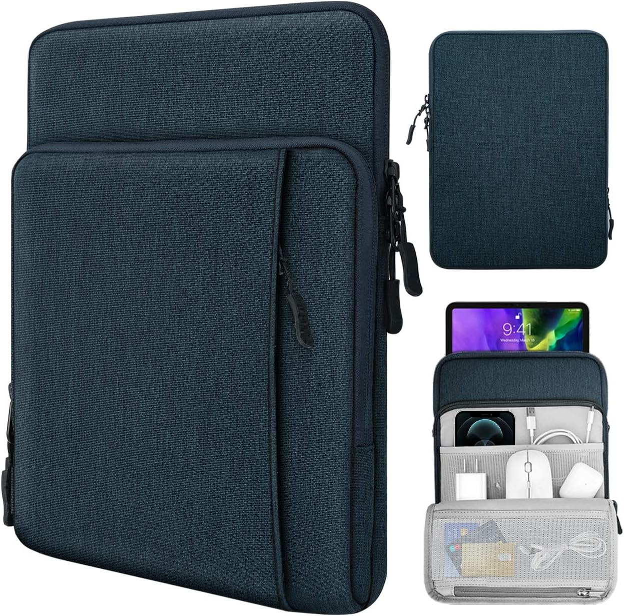 TiMOVO 9 - 11 Inch Tablet Sleeve Bag for iPad Pro 11 2022 - 2018, iPad 10.2 2021 - 2019, iPad 10th Generation 2022, iPad Air 5/4 10.9, Galaxy Tab S9/S8/A8/A7 2023, Protective Bag with Pockets, Black - Amazing Gadgets Outlet