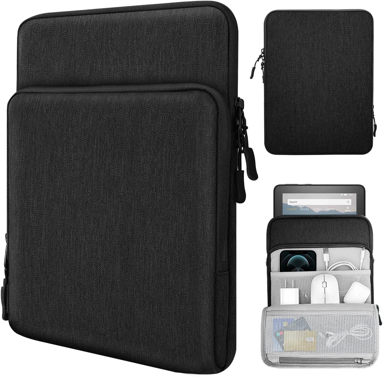 TiMOVO 9 - 11 Inch Tablet Sleeve Bag for iPad Pro 11 2022 - 2018, iPad 10.2 2021 - 2019, iPad 10th Generation 2022, iPad Air 5/4 10.9, Galaxy Tab S9/S8/A8/A7 2023, Protective Bag with Pockets, Black - Amazing Gadgets Outlet