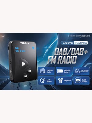 Tin - Nik DAB - 398S Portable Digital DAB Radio, DAB+/DAB/FM Mini Radio, Pocket FM Radio with Earphones, OLED Display, Rechargeable Battery for Sports,Run, jogging or Cycling - Amazing Gadgets Outlet