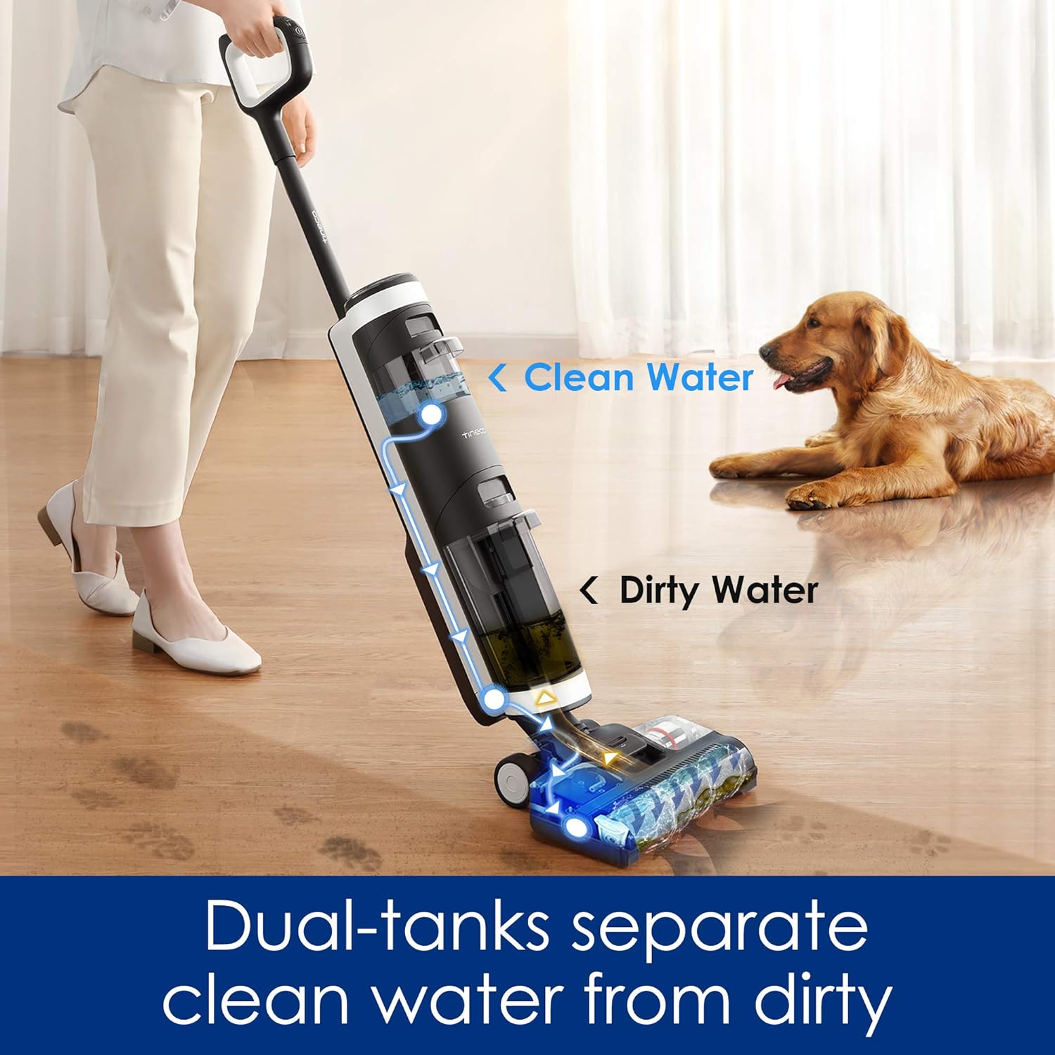 Tineco Wet and Dry Vacuum Cleaner, Cordless 3 - in - 1 Floor Cleaner FLOOR ONE S3, Smart Suction Lightweight Multi - Surface Hard Floors Cleaning - Amazing Gadgets Outlet