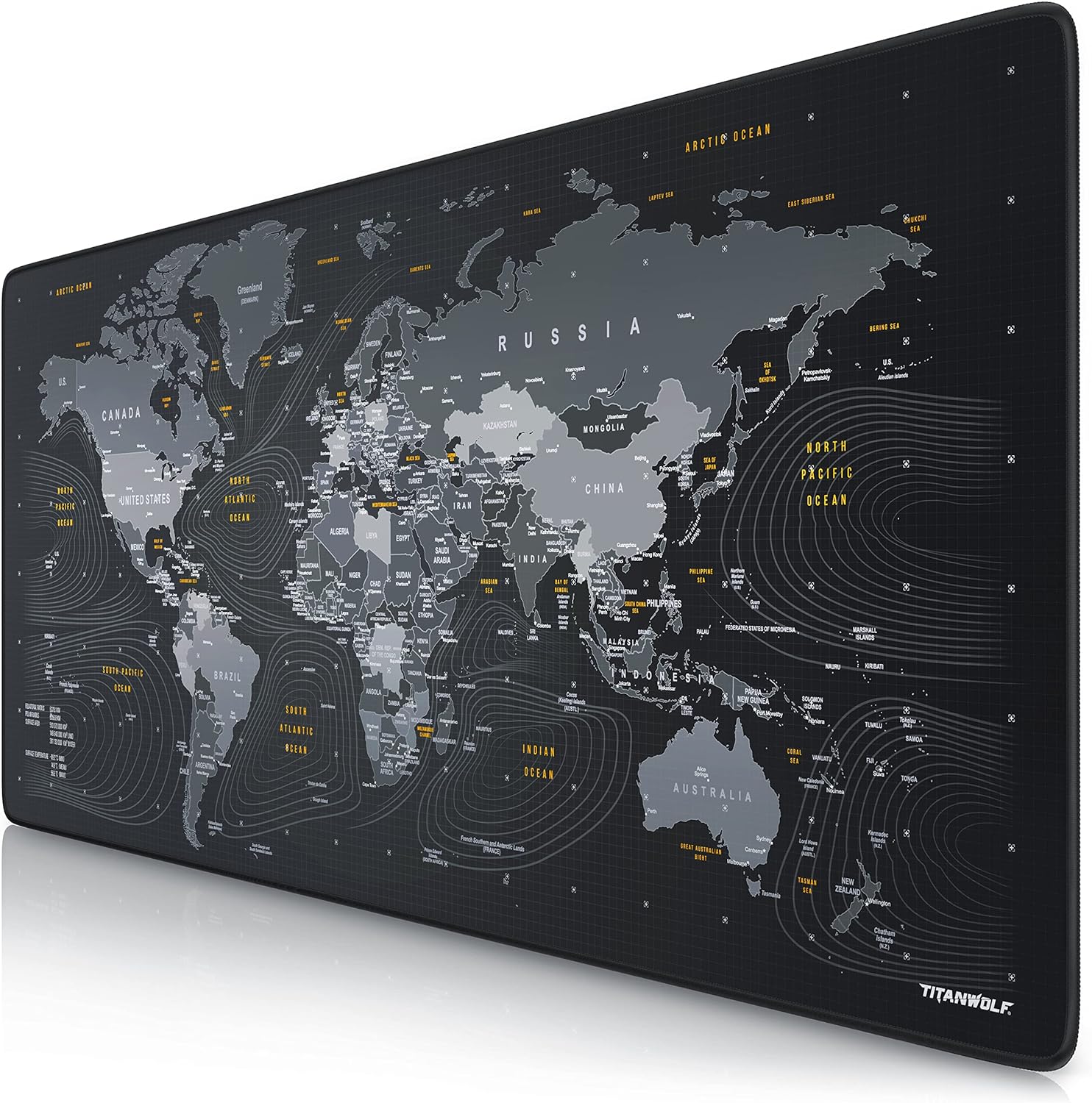 TITANWOLF World Map XXL Speed Gaming Mouse Pad Mouse Mat - 900 x 400 x 3mm - XXL mousepad - Table mat large size - improved precision and speed - Design Planisphere - Amazing Gadgets Outlet