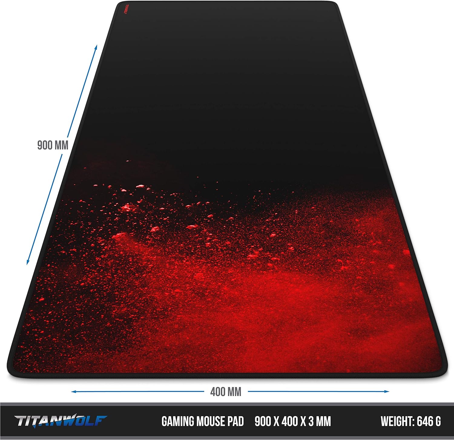 TITANWOLF - XXL Gaming Mouse Pad - 900 x 400 x 3 mm - extra large mouse mat - table mat - extra large size - improved precision and speed - rubber base for stable grip - washable - Amazing Gadgets Outlet