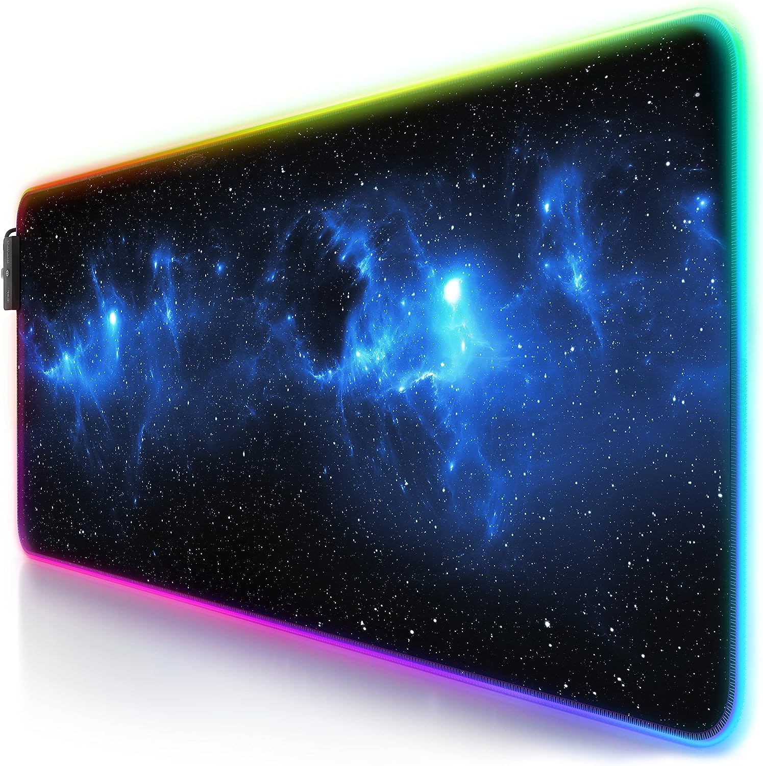 TITANWOLF XXL RGB Gaming Mouse Mat Pad - 800x300mm - XXXL Extended Large LED Mousepad - 11 Multi colors and effect modes - Non Slip Rubber Base - Computer Keyboard Mice Mat for Macbook PC - Lava - Amazing Gadgets Outlet