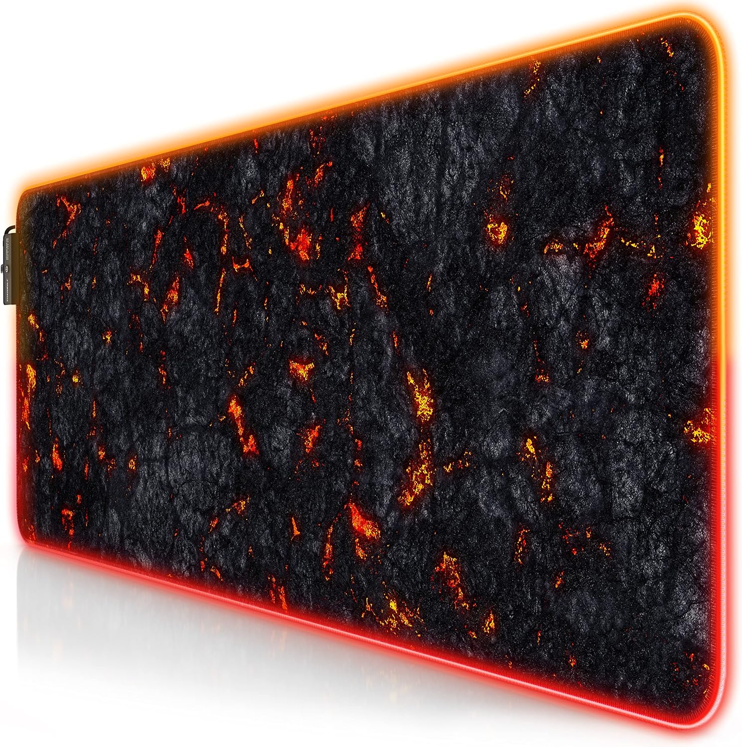 TITANWOLF XXL RGB Gaming Mouse Mat Pad - 800x300mm - XXXL Extended Large LED Mousepad - 11 Multi colors and effect modes - Non Slip Rubber Base - Computer Keyboard Mice Mat for Macbook PC - Lava - Amazing Gadgets Outlet