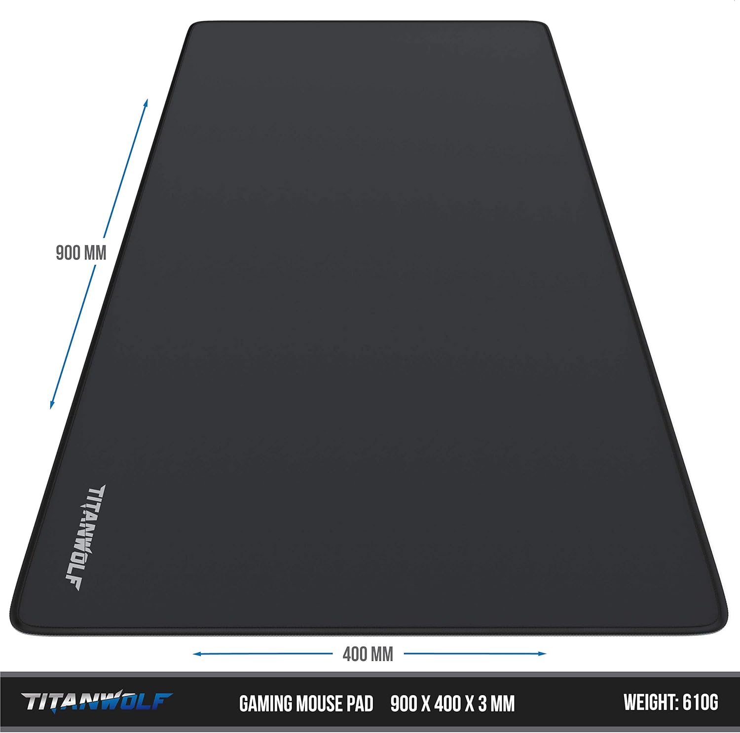 TITANWOLF XXL Speed Gaming Mouse Pad - Mouse Mat 900 x 400 x 3 mm - XXL mousepad - table mat large size - improved precision and speed - rubber base for stable grip on smooth surfaces - non - slip - Amazing Gadgets Outlet