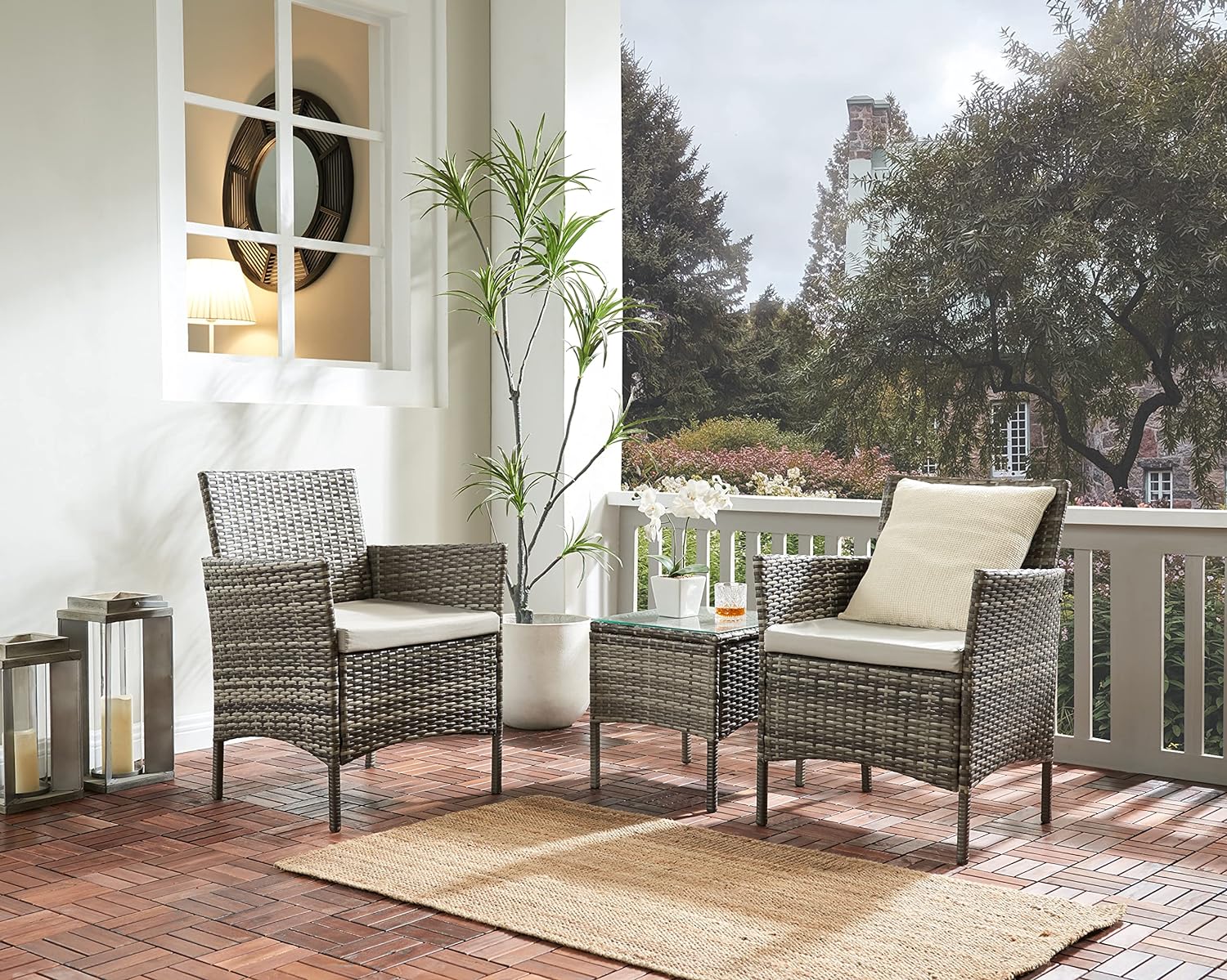 TMEE Rattan Garden Outdoor Furniture Set Gray 3 Pieces Patio Conversation Sets PE Wicker 2 Sofa Chairs with Cushions and Coffee Table for Poolside Backyard Balcony,Mixed Grey   Import  Single ASIN  Import  Multiple ASIN ×Product customization - Amazing Gadgets Outlet