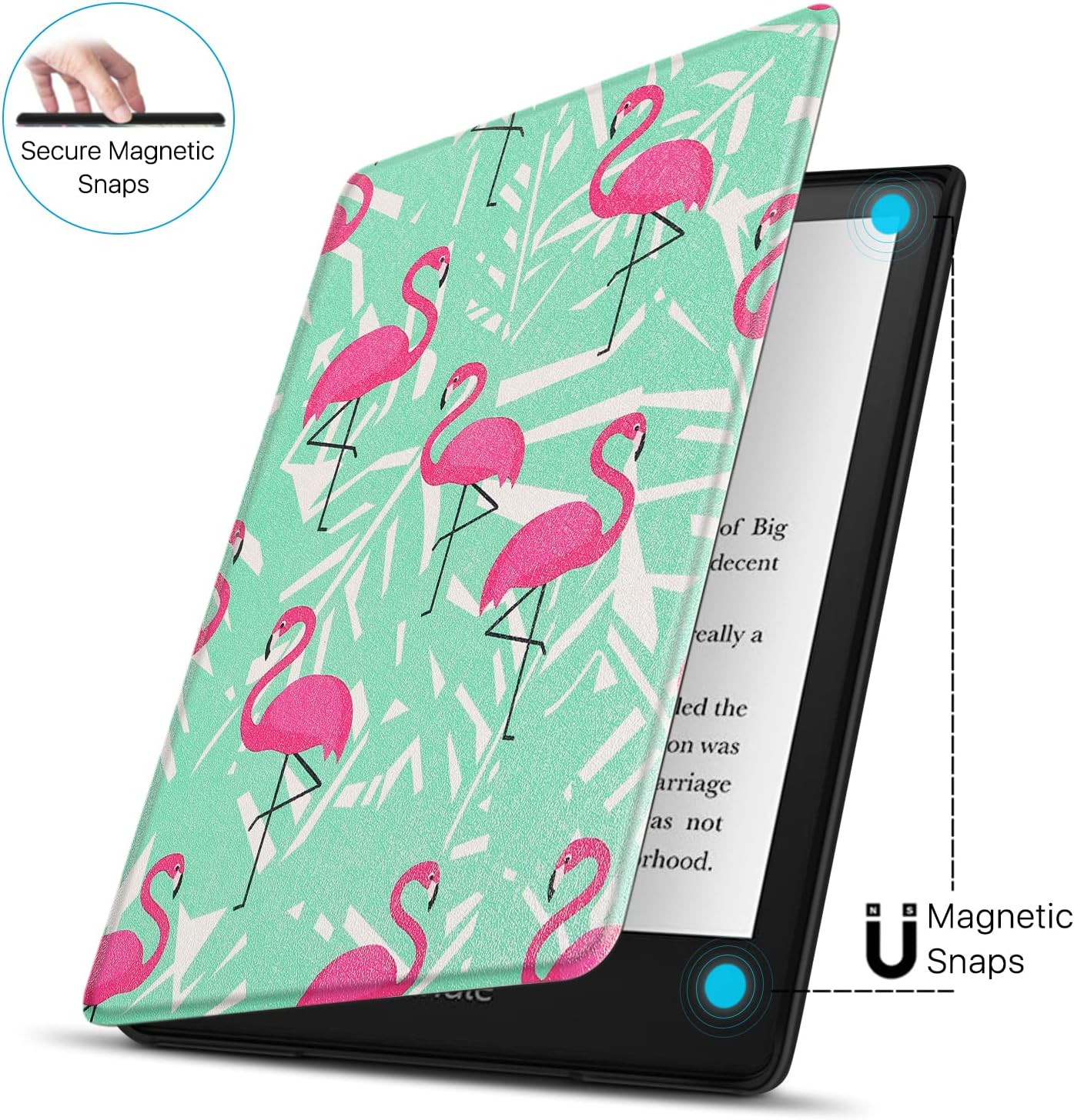 TNP Case for 6.8" Kindle Paperwhite 11th Generation 2021 / Kindle Paperwhite Signature Edition, PU Leather Cover, Protective Sleeve Folio Case for Kindle E - Reader with Auto Sleep/Wake, Flamingo - Amazing Gadgets Outlet