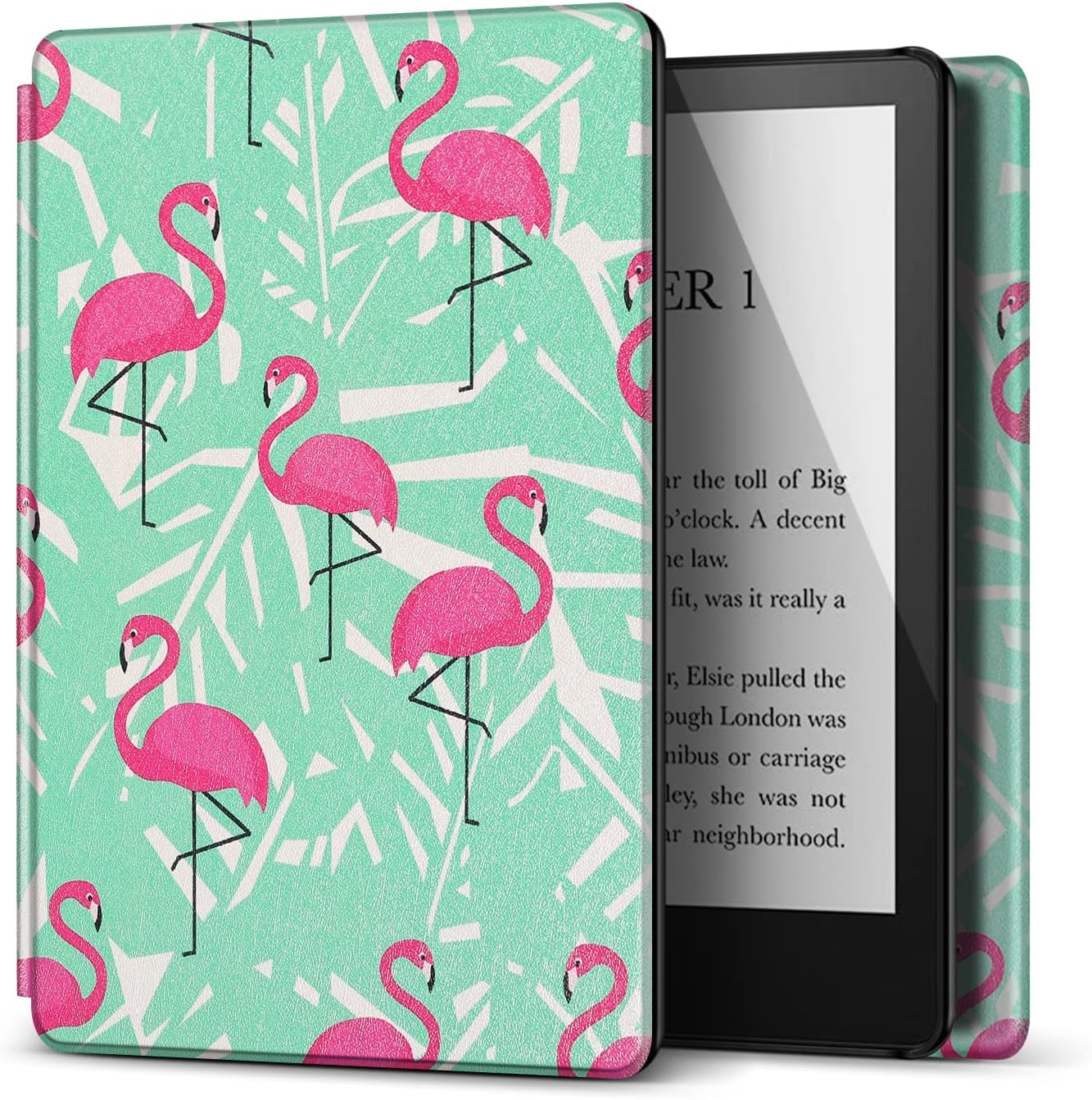 TNP Case for 6.8" Kindle Paperwhite 11th Generation 2021 / Kindle Paperwhite Signature Edition, PU Leather Cover, Protective Sleeve Folio Case for Kindle E - Reader with Auto Sleep/Wake, Flamingo - Amazing Gadgets Outlet