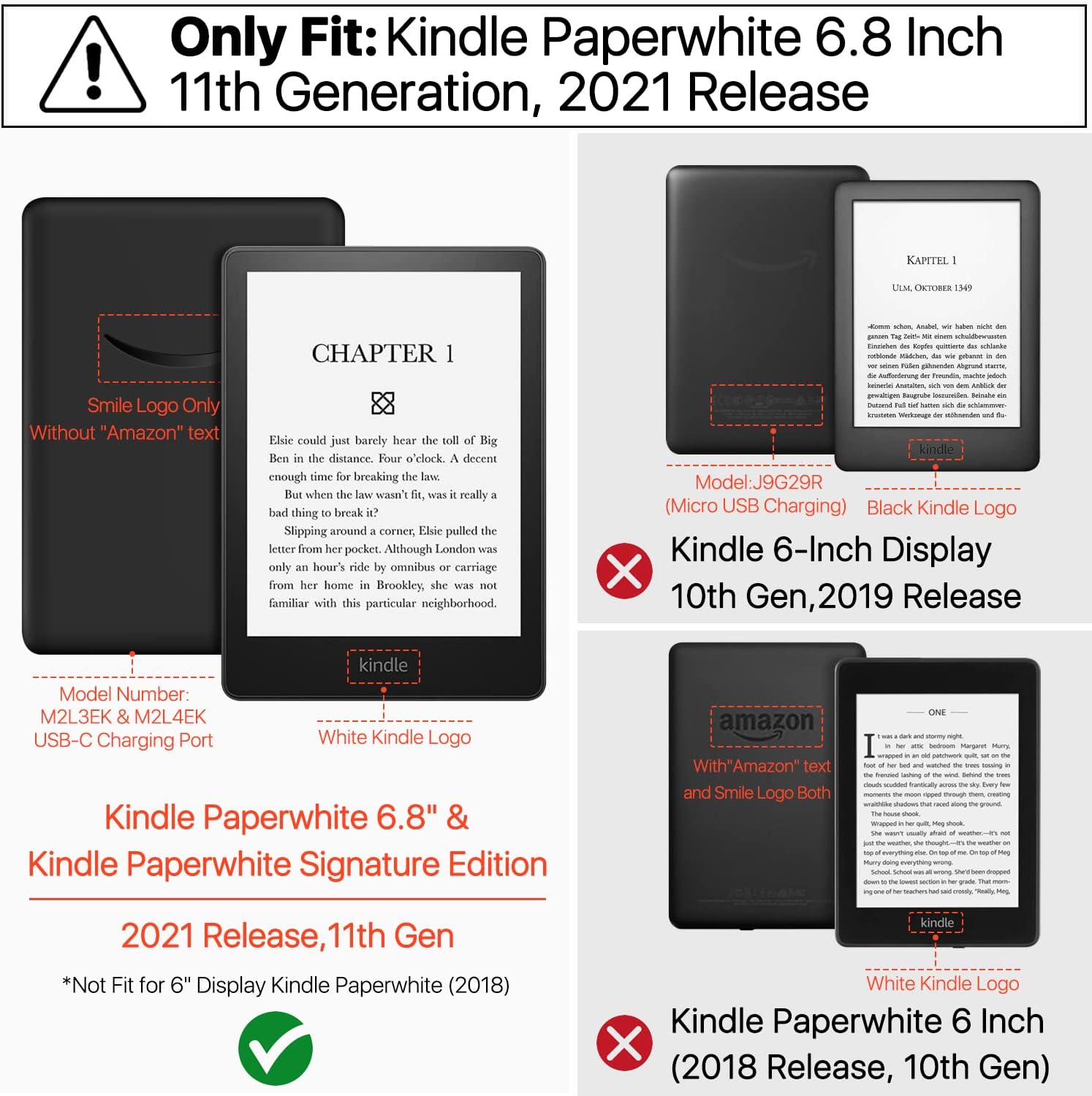 TNP Case for 6.8" Kindle Paperwhite 11th Generation 2021 /Kindle Paperwhite Signature Edition, PU Leather Cover, Protective Sleeve Folio Case for Kindle E - Reader with Auto Sleep/Wake, Composition Book - Amazing Gadgets Outlet