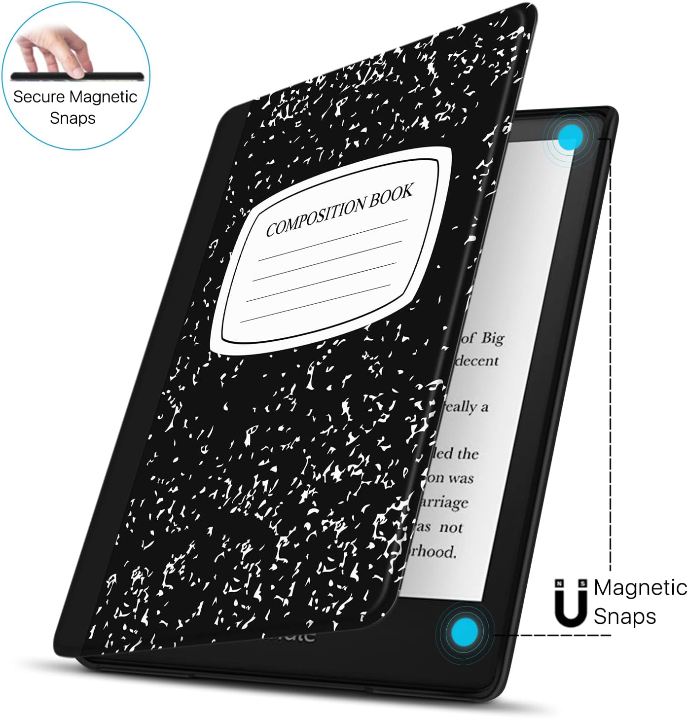 TNP Case for 6.8" Kindle Paperwhite 11th Generation 2021 /Kindle Paperwhite Signature Edition, PU Leather Cover, Protective Sleeve Folio Case for Kindle E - Reader with Auto Sleep/Wake, Composition Book - Amazing Gadgets Outlet