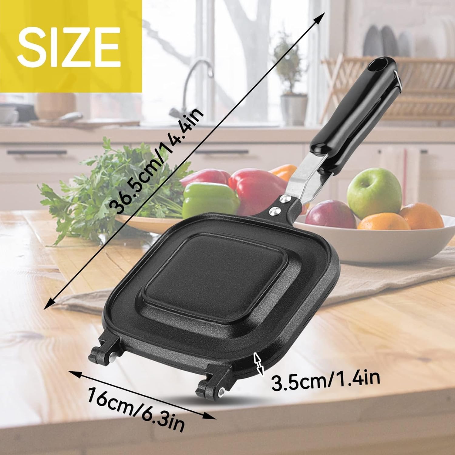 Toasted Sandwich Maker, Double Sided Non - Stick Stovetop Toastie Maker Panini Press Grill Flip Pan with Heat - Resistant Handles for Home Kitchen Outdoors Camping - Amazing Gadgets Outlet