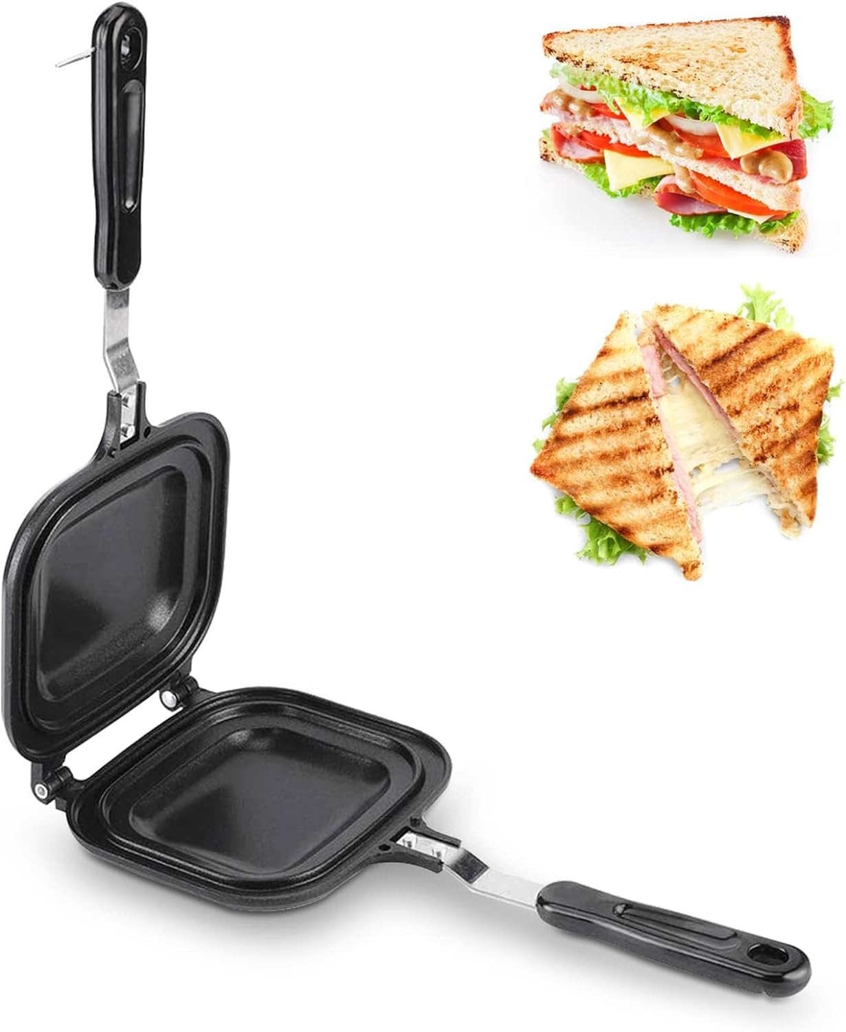 Toasted Sandwich Maker, Double Sided Non - Stick Stovetop Toastie Maker Panini Press Grill Flip Pan with Heat - Resistant Handles for Home Kitchen Outdoors Camping - Amazing Gadgets Outlet