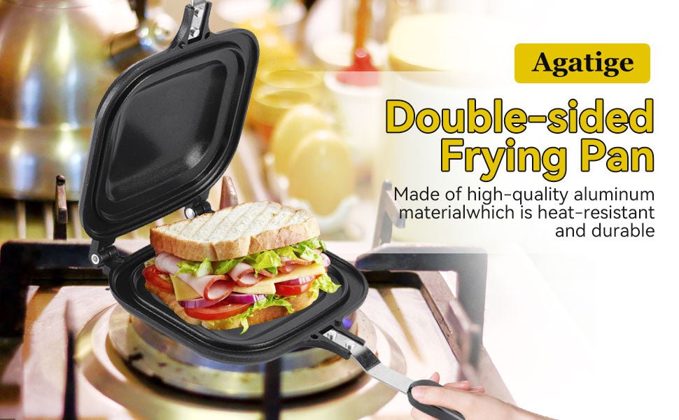 Toasted Sandwich Maker, Double Sided Non - Stick Stovetop Toastie Maker Panini Press Grill Flip Pan with Heat - Resistant Handles for Home Kitchen Outdoors Camping - Amazing Gadgets Outlet