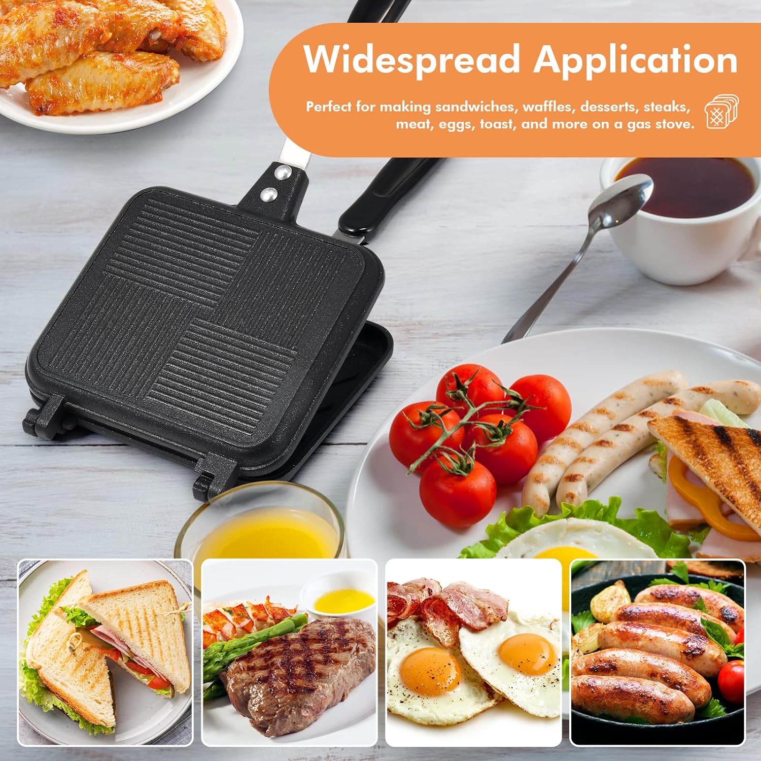 Toasted Sandwish Maker, Double Sided Stovetop Toasted Maker Baking Pan, Non - Stick Stovetop Toastie Maker for Family Breakfastor Camping - Amazing Gadgets Outlet