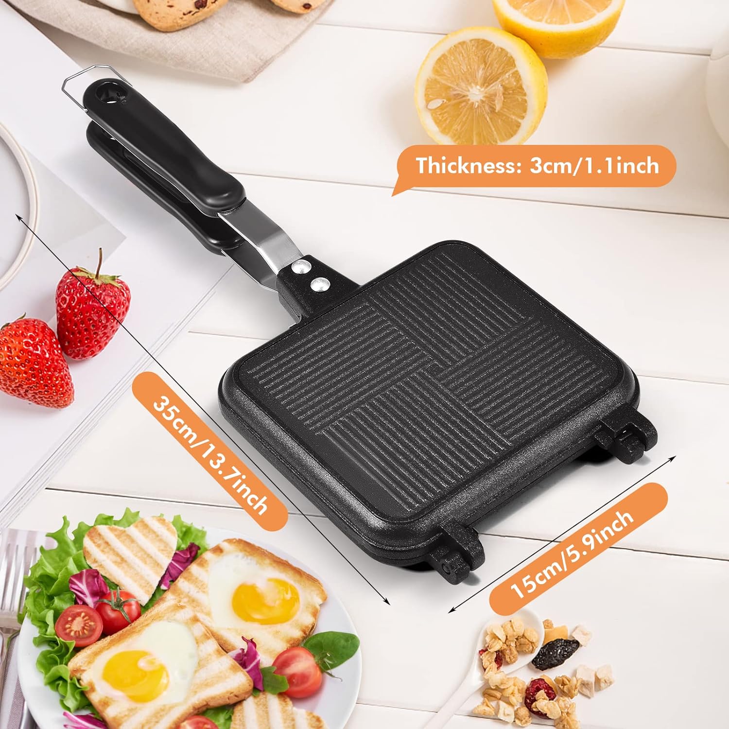 Toasted Sandwish Maker, Double Sided Stovetop Toasted Maker Baking Pan, Non - Stick Stovetop Toastie Maker for Family Breakfastor Camping - Amazing Gadgets Outlet