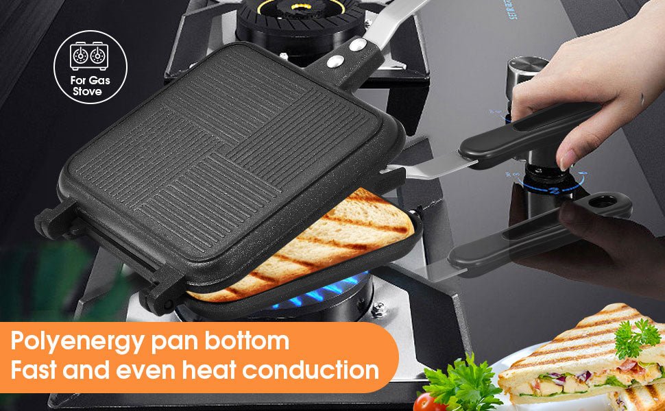 Toasted Sandwish Maker, Double Sided Stovetop Toasted Maker Baking Pan, Non - Stick Stovetop Toastie Maker for Family Breakfastor Camping - Amazing Gadgets Outlet