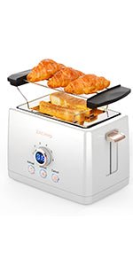 Toaster 2 Slice - ZACHVO Toaster with LCD Countdown Timer, 6 Browning Setting - 850W Bread Toaster with Warming Rack and Removable Crumb Tray - High Lift, Reheat, Defrost, Cancel Function - Amazing Gadgets Outlet