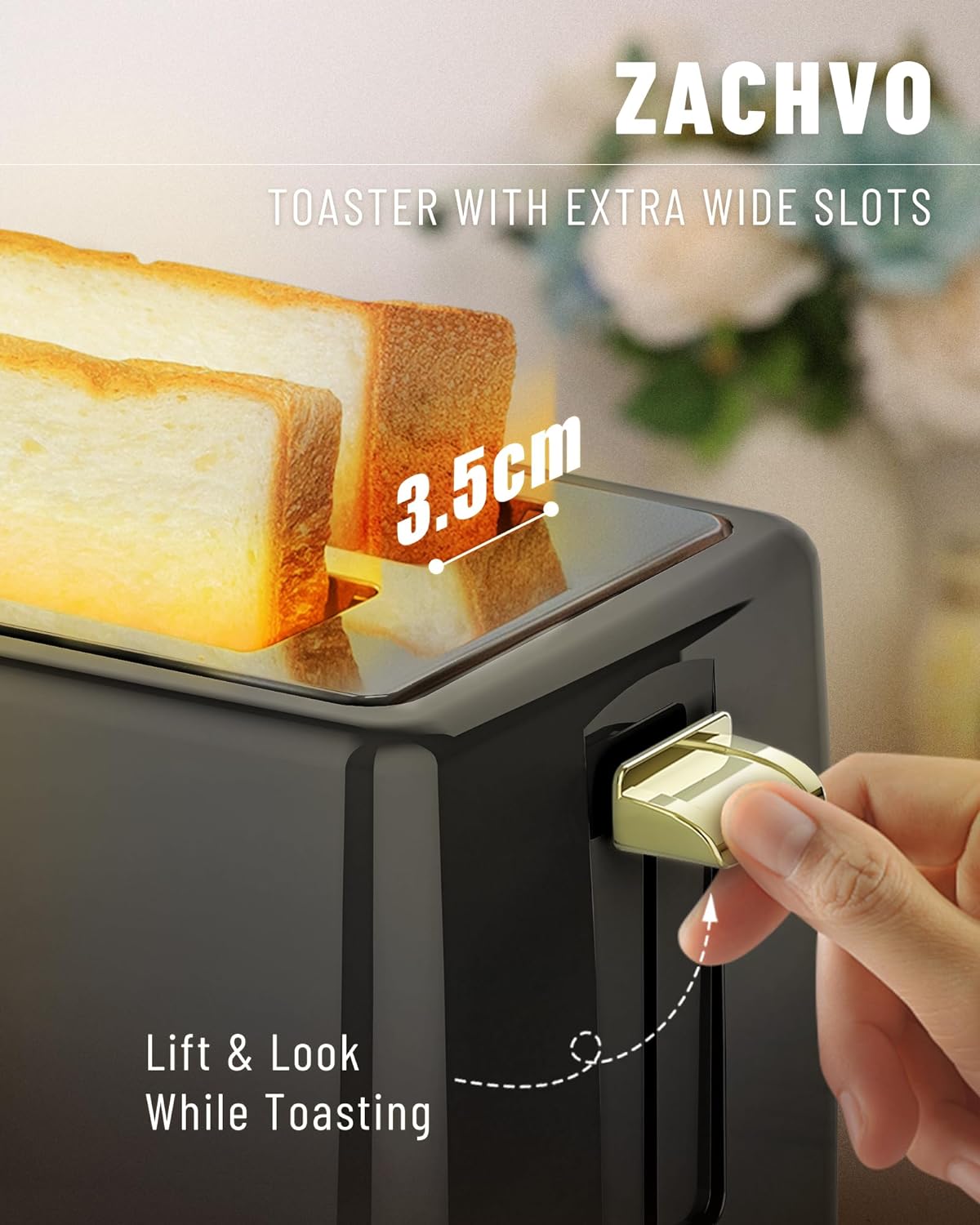 Toaster 2 Slice - ZACHVO Toaster with LCD Countdown Timer, 6 Browning Setting - 850W Bread Toaster with Warming Rack and Removable Crumb Tray - High Lift, Reheat, Defrost, Cancel Function - Amazing Gadgets Outlet