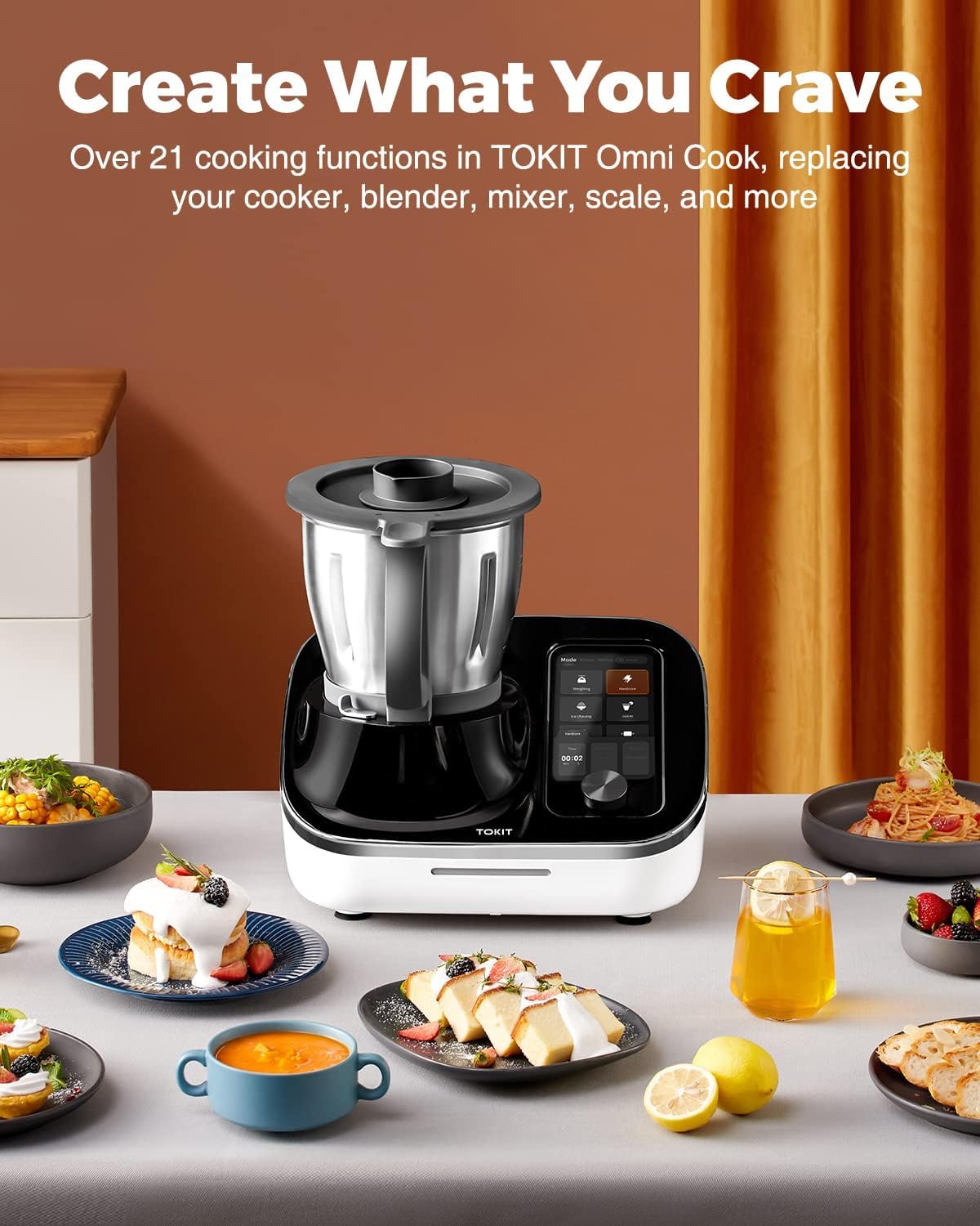 TOKIT Omni Cook Robot All - in - 1 Food Processor with 21 Cooking Functions Built - in 7'' Touch Screen Guided Recipes Pre - clean, Chopper, Juicer, Blender, Mixer, Weigh, Sous - Vide, Ice Crush and more - Amazing Gadgets Outlet