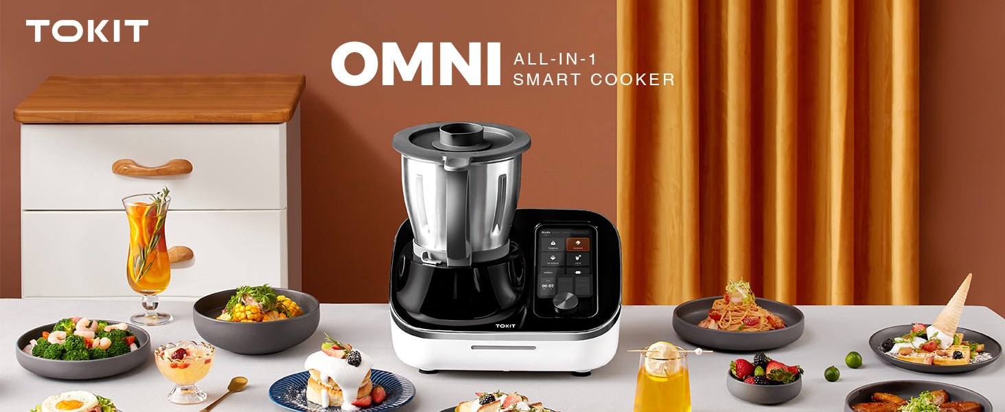 TOKIT Omni Cook Robot All - in - 1 Food Processor with 21 Cooking Functions Built - in 7'' Touch Screen Guided Recipes Pre - clean, Chopper, Juicer, Blender, Mixer, Weigh, Sous - Vide, Ice Crush and more - Amazing Gadgets Outlet