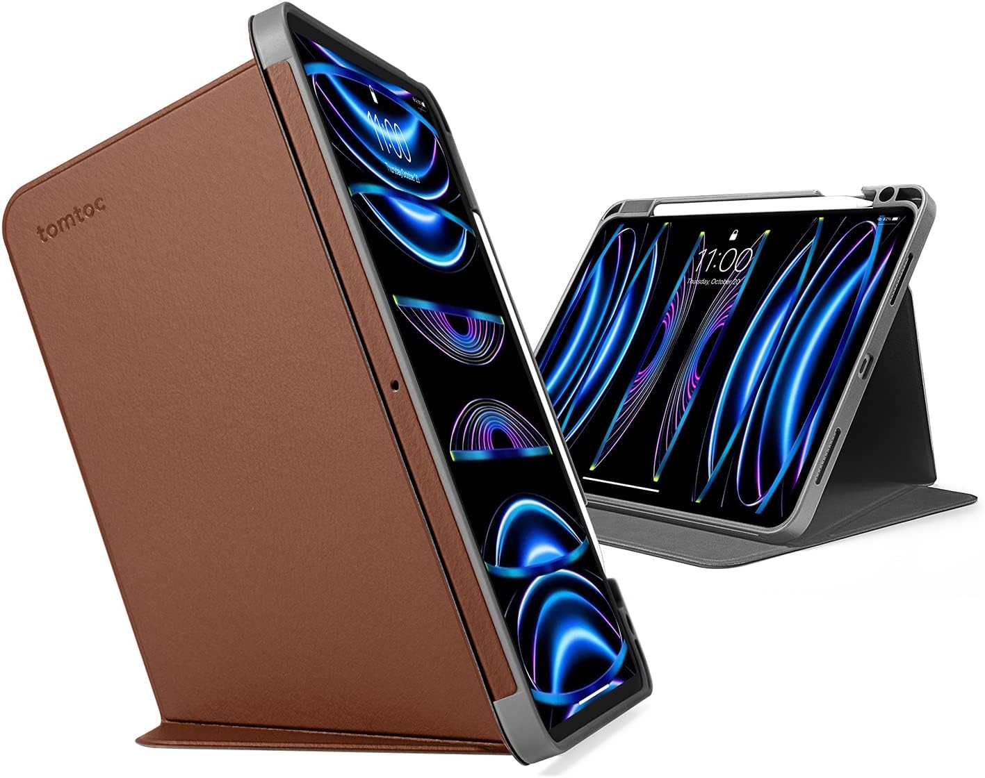 tomtoc Vertical iPad Pro Tri - Mode Case for 12.9 Inch iPad Pro 6th/5th Gen (M2&M1), Protective Case with iPad Pencil Holder, Magnetic Kickstand for 3 Use Modes, Support iPad Pencil Wireless Charging - Amazing Gadgets Outlet