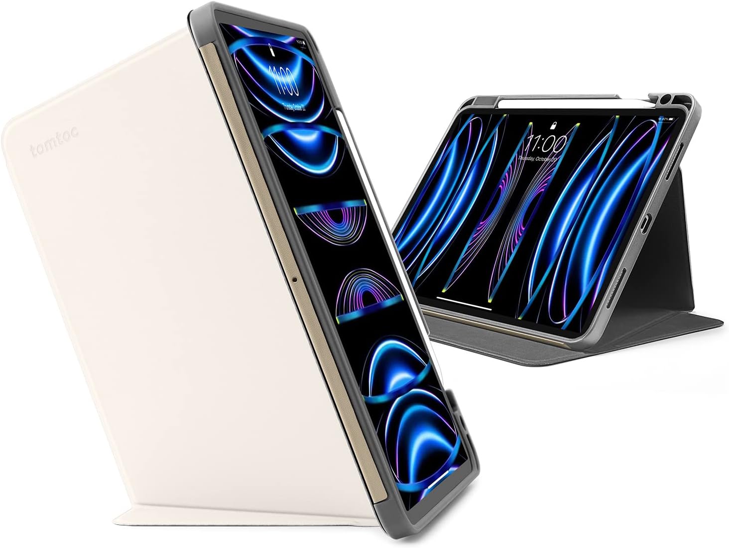 tomtoc Vertical iPad Pro Tri - Mode Case for 12.9 Inch iPad Pro 6th/5th Gen (M2&M1), Protective Case with iPad Pencil Holder, Magnetic Kickstand for 3 Use Modes, Support iPad Pencil Wireless Charging - Amazing Gadgets Outlet