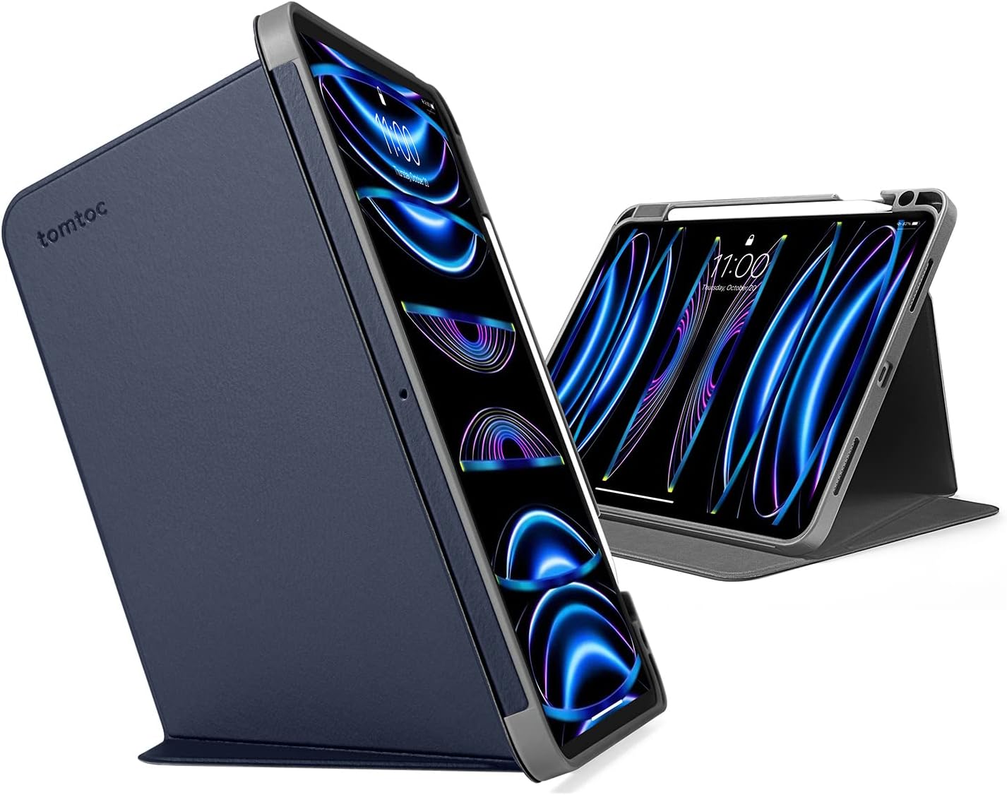 tomtoc Vertical iPad Pro Tri - Mode Case for 12.9 Inch iPad Pro 6th/5th Gen (M2&M1), Protective Case with iPad Pencil Holder, Magnetic Kickstand for 3 Use Modes, Support iPad Pencil Wireless Charging - Amazing Gadgets Outlet