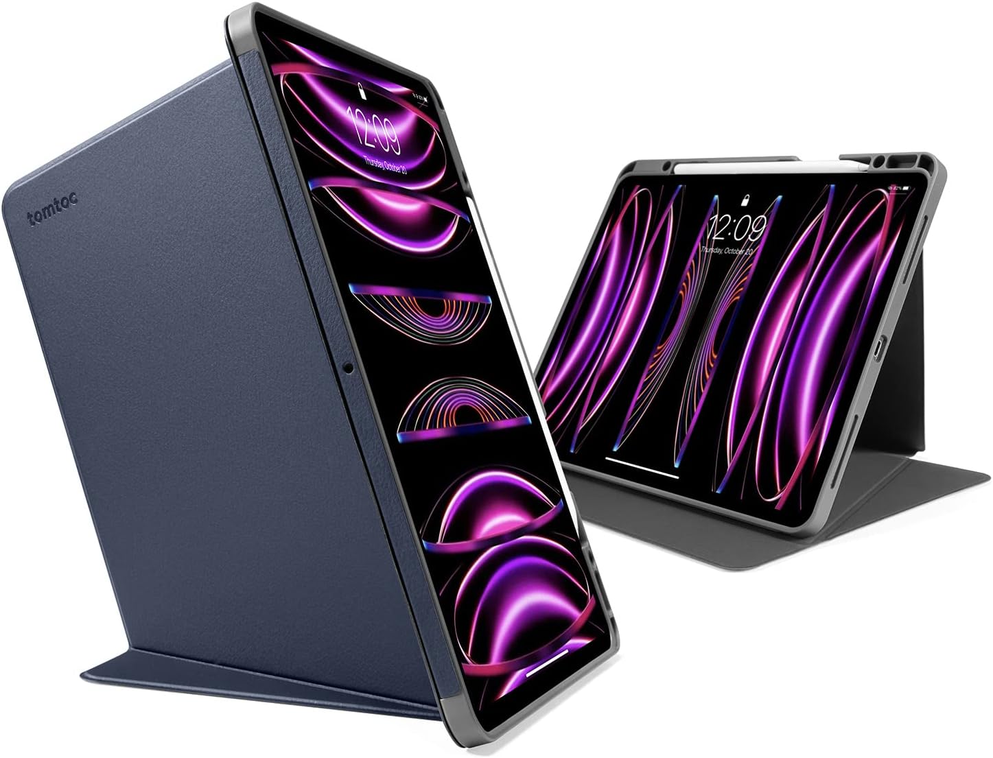 tomtoc Vertical iPad Pro Tri - Mode Case for 12.9 Inch iPad Pro 6th/5th Gen (M2&M1), Protective Case with iPad Pencil Holder, Magnetic Kickstand for 3 Use Modes, Support iPad Pencil Wireless Charging - Amazing Gadgets Outlet