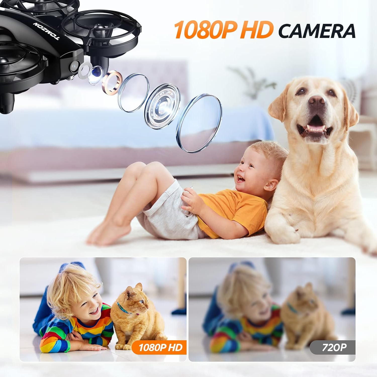 Tomzon A24W Mini Drone for Kids Beginner with 1080P Camera, RC Drone with Battle Mode, 3 Modular Batteries, 3D Flip, Headless Mode, 3 Speeds, High - speed Rotation, Best Gift for Boy & Girl - Amazing Gadgets Outlet