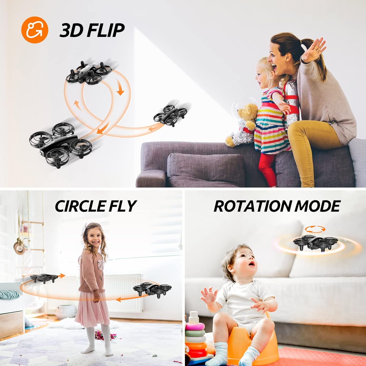 Tomzon A24W Mini Drone for Kids Beginner with 1080P Camera, RC Drone with Battle Mode, 3 Modular Batteries, 3D Flip, Headless Mode, 3 Speeds, High - speed Rotation, Best Gift for Boy & Girl - Amazing Gadgets Outlet