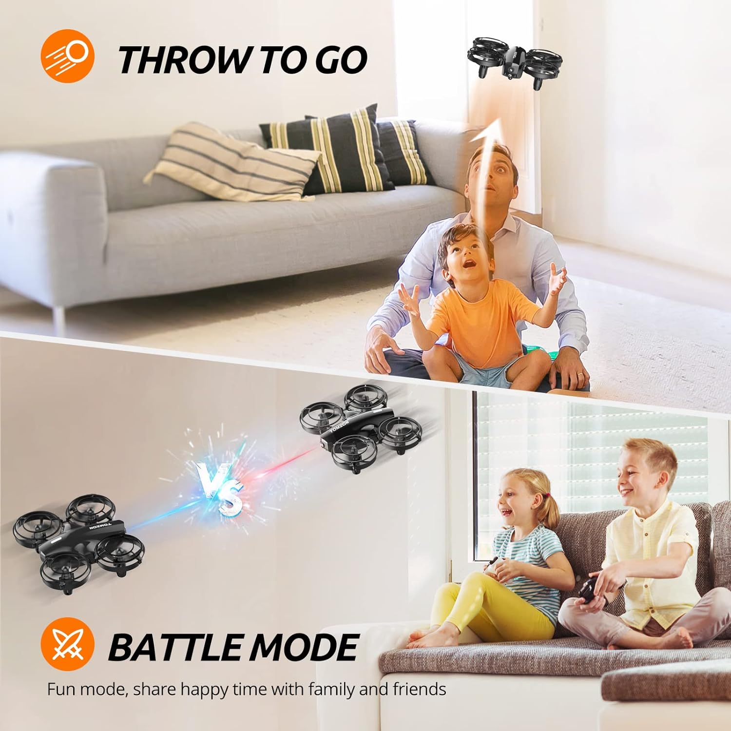 Tomzon A24W Mini Drone for Kids Beginner with 1080P Camera, RC Drone with Battle Mode, 3 Modular Batteries, 3D Flip, Headless Mode, 3 Speeds, High - speed Rotation, Best Gift for Boy & Girl - Amazing Gadgets Outlet