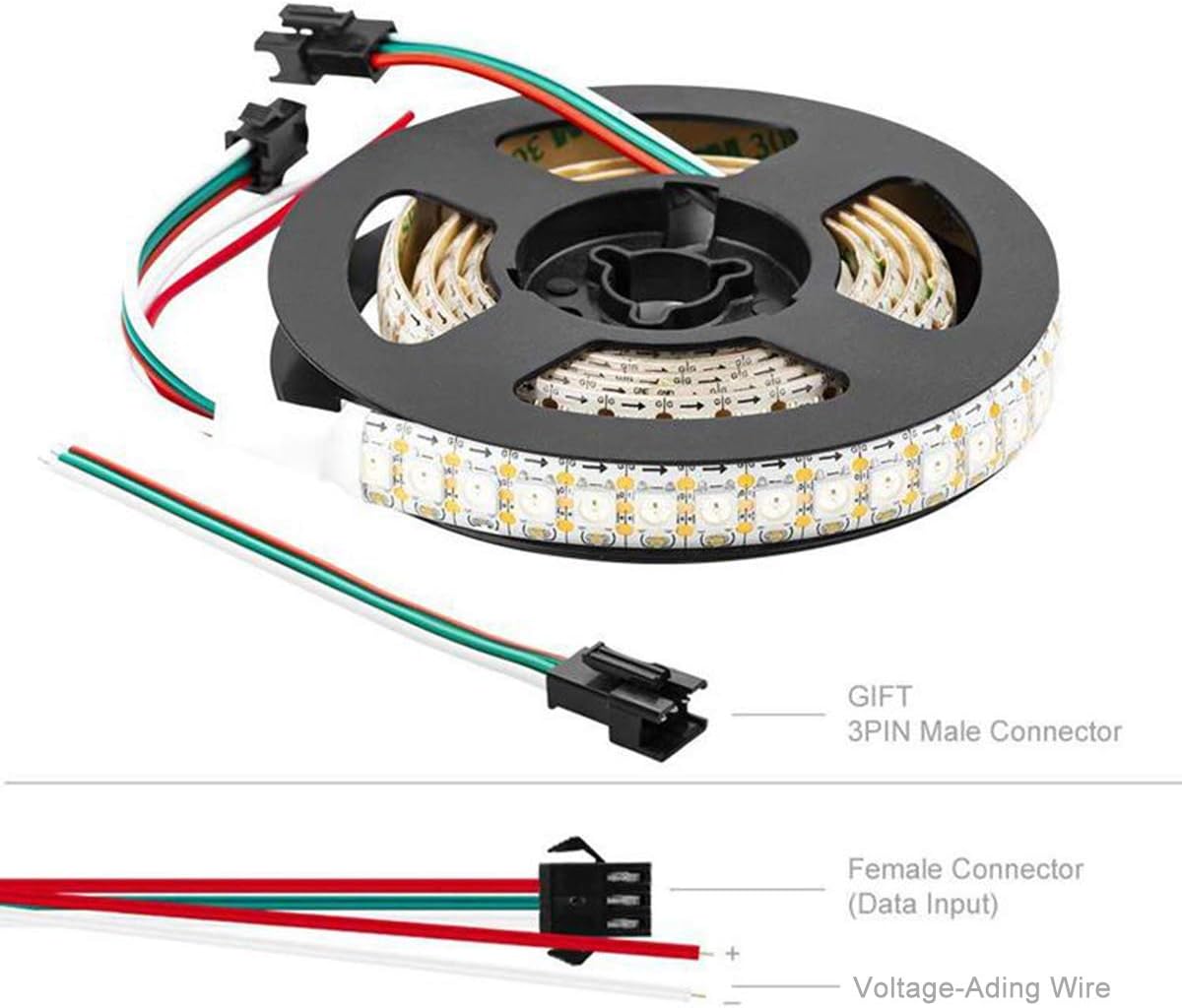 TOPAI WS2812B RGB LED Pixel Strip 1M 144LEDs, SMD 5050 IC 5V Individually Addressable White PCB IP20 NO - Waterproof Cuttable Smart Flexible LED Lighting - Amazing Gadgets Outlet