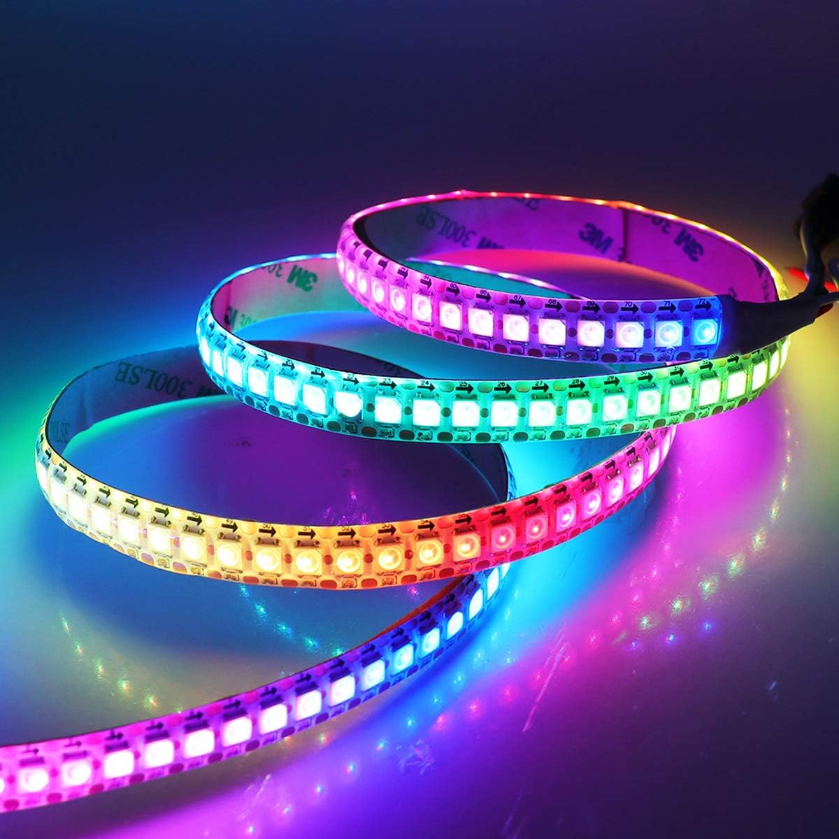 TOPAI WS2812B RGB LED Pixel Strip 1M 144LEDs, SMD 5050 IC 5V Individually Addressable White PCB IP20 NO - Waterproof Cuttable Smart Flexible LED Lighting - Amazing Gadgets Outlet