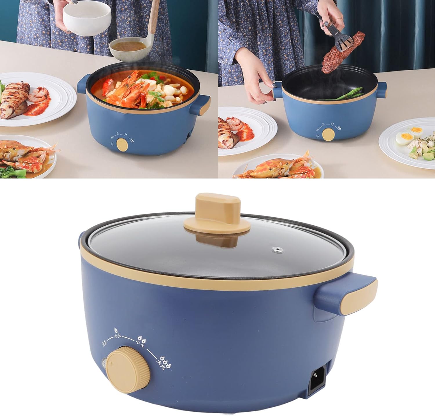 TOPINCN Electric Hot Pot, Mini Multifunction Small Kitchen Appliances Hot Pots Household Nonstick Electric Frying Pan for Roast Noodles Pasta Ramen 800W 2.5L 3 Speed - Amazing Gadgets Outlet