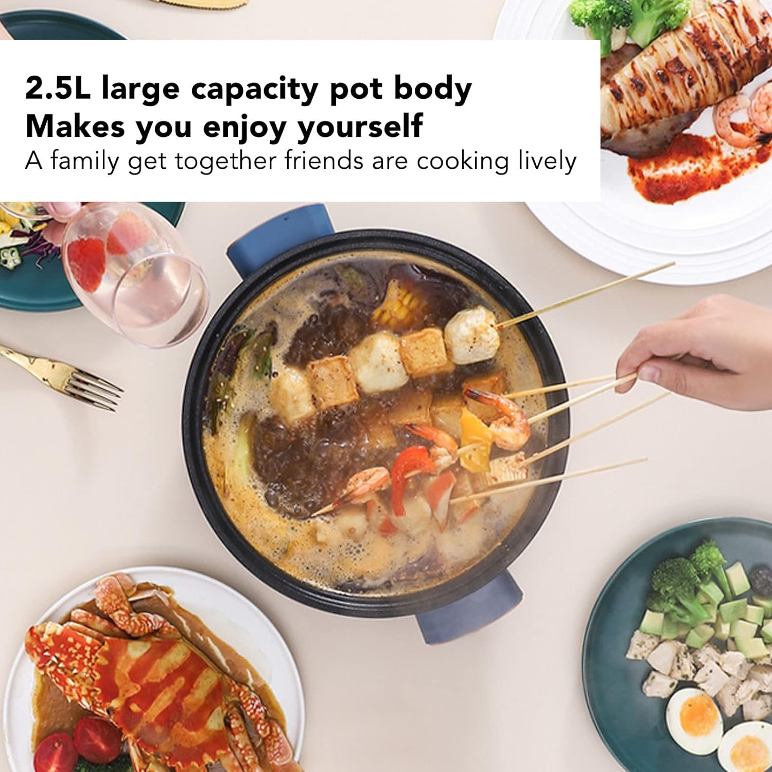 TOPINCN Electric Hot Pot, Mini Multifunction Small Kitchen Appliances Hot Pots Household Nonstick Electric Frying Pan for Roast Noodles Pasta Ramen 800W 2.5L 3 Speed - Amazing Gadgets Outlet