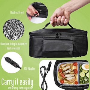 TOPINCN Portable Mini Car Microwave 12V Electric Oven Fast Heating Picnic Box for Travel Camping Food Cooking Black - Amazing Gadgets Outlet