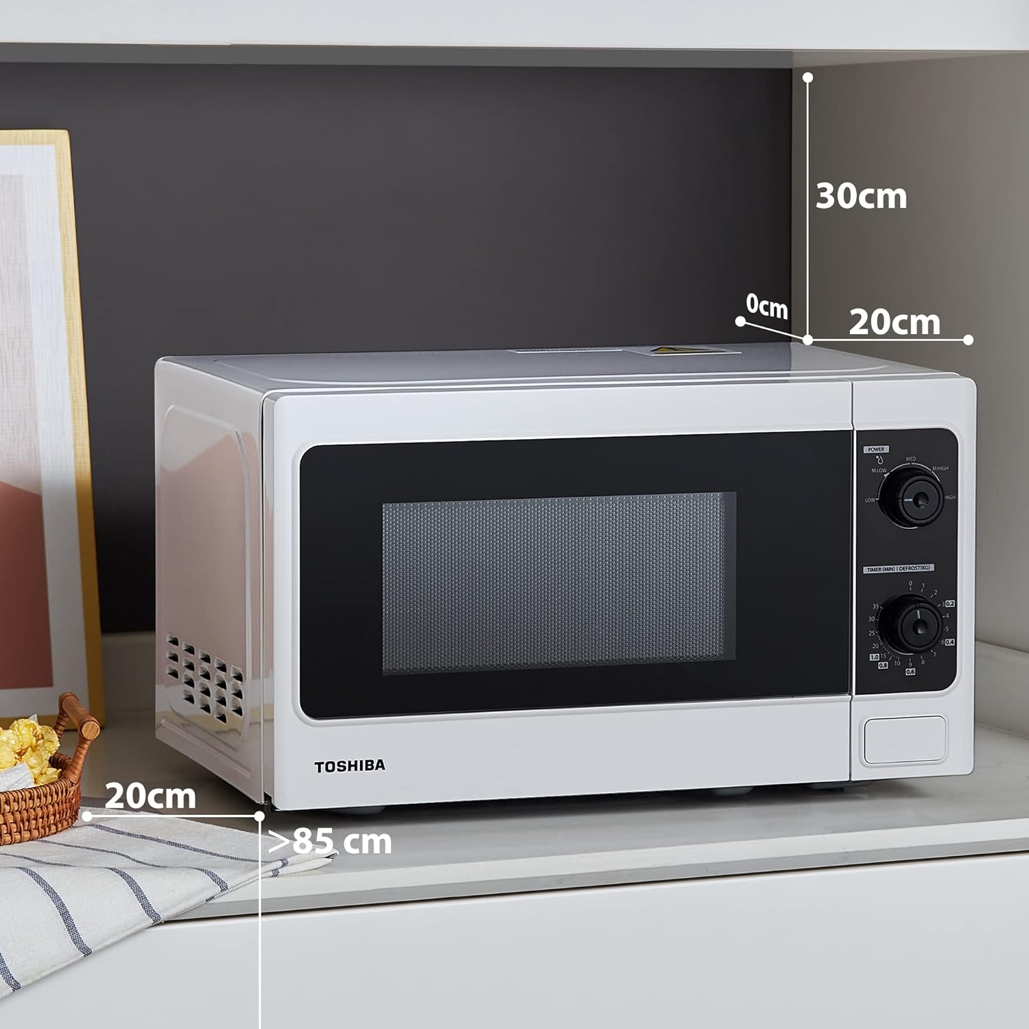 Toshiba 800 w 20 L Microwave Oven with Function Defrost and 5 Power Setting, Stylish Design – White - MM - MM20P(WH) - Amazing Gadgets Outlet