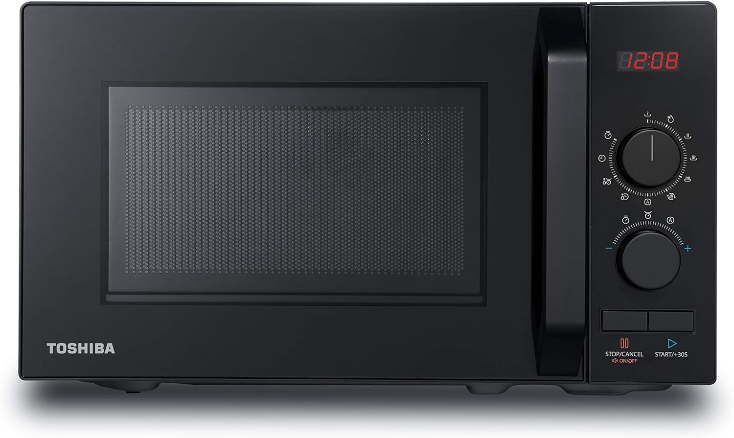 Toshiba 800w 20L Microwave Oven with 8 Auto Menus, 5 Power Levels, Mute Function, and LED Cavity Light - Black - MW2 - AM20PF(BK) - Amazing Gadgets Outlet