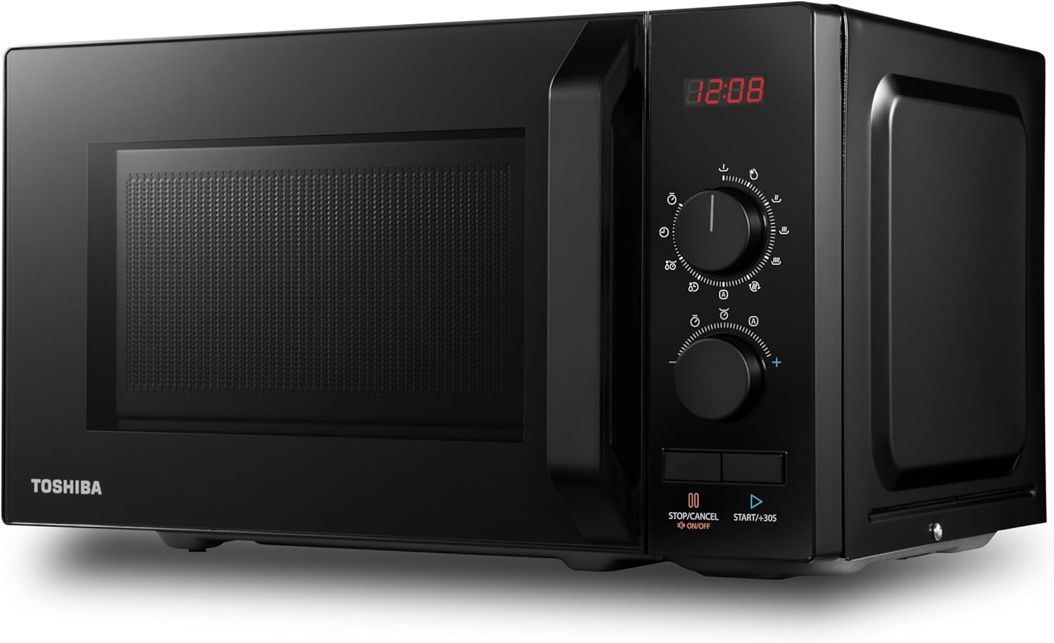 Toshiba 800w 20L Microwave Oven with 8 Auto Menus, 5 Power Levels, Mute Function, and LED Cavity Light - Black - MW2 - AM20PF(BK) - Amazing Gadgets Outlet