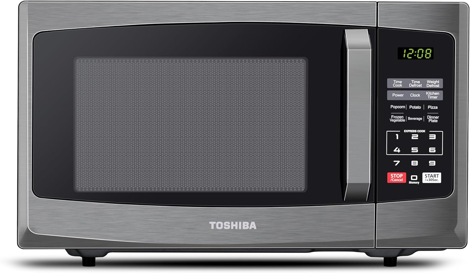 Toshiba 800w 20L Microwave Oven with 8 Auto Menus, 5 Power Levels, Mute Function, and LED Cavity Light - Black - MW2 - AM20PF(BK) - Amazing Gadgets Outlet