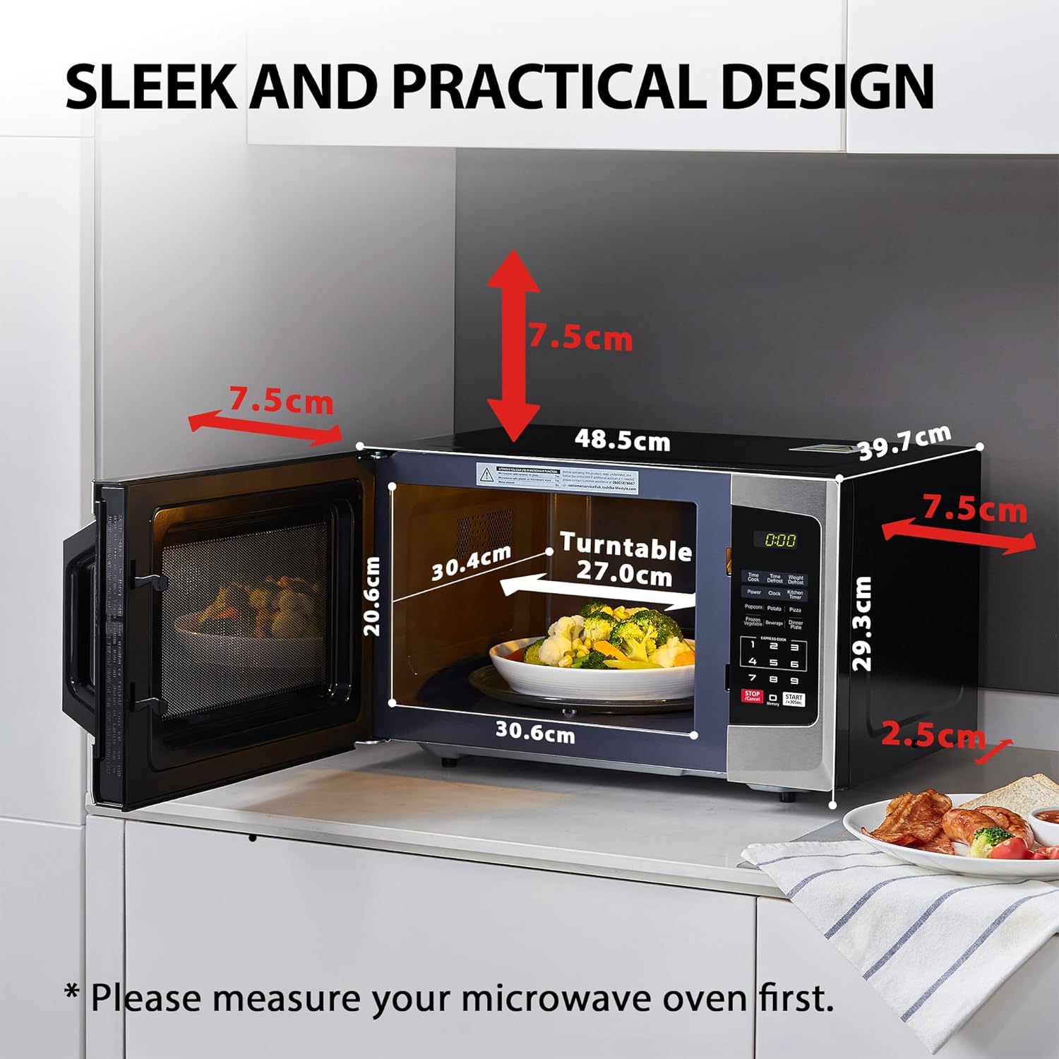 Toshiba 800w 23L Microwave Oven with Digital Display, Auto Defrost, One - Touch Express Cook, 6 Pre - Programmed Auto Cook Settings, and Easy Clean - Stainless Steel - ML - EM23P(SS) - Amazing Gadgets Outlet