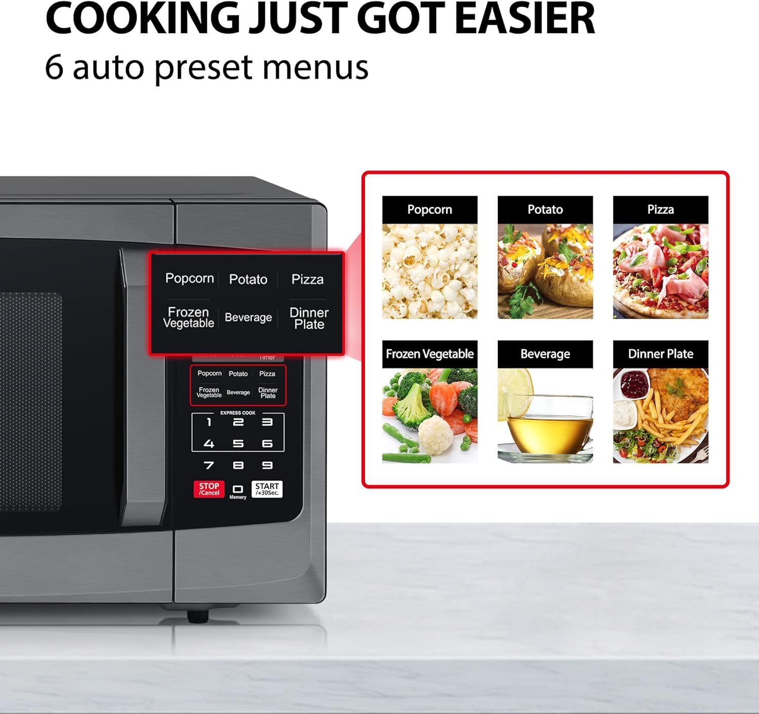 Toshiba 800w 23L Microwave Oven with Digital Display, Auto Defrost, One - touch Express Cook with 6 Pre - Programmed Auto Cook, and Easy Clean - Black - ML - EM23P(BS) - Amazing Gadgets Outlet