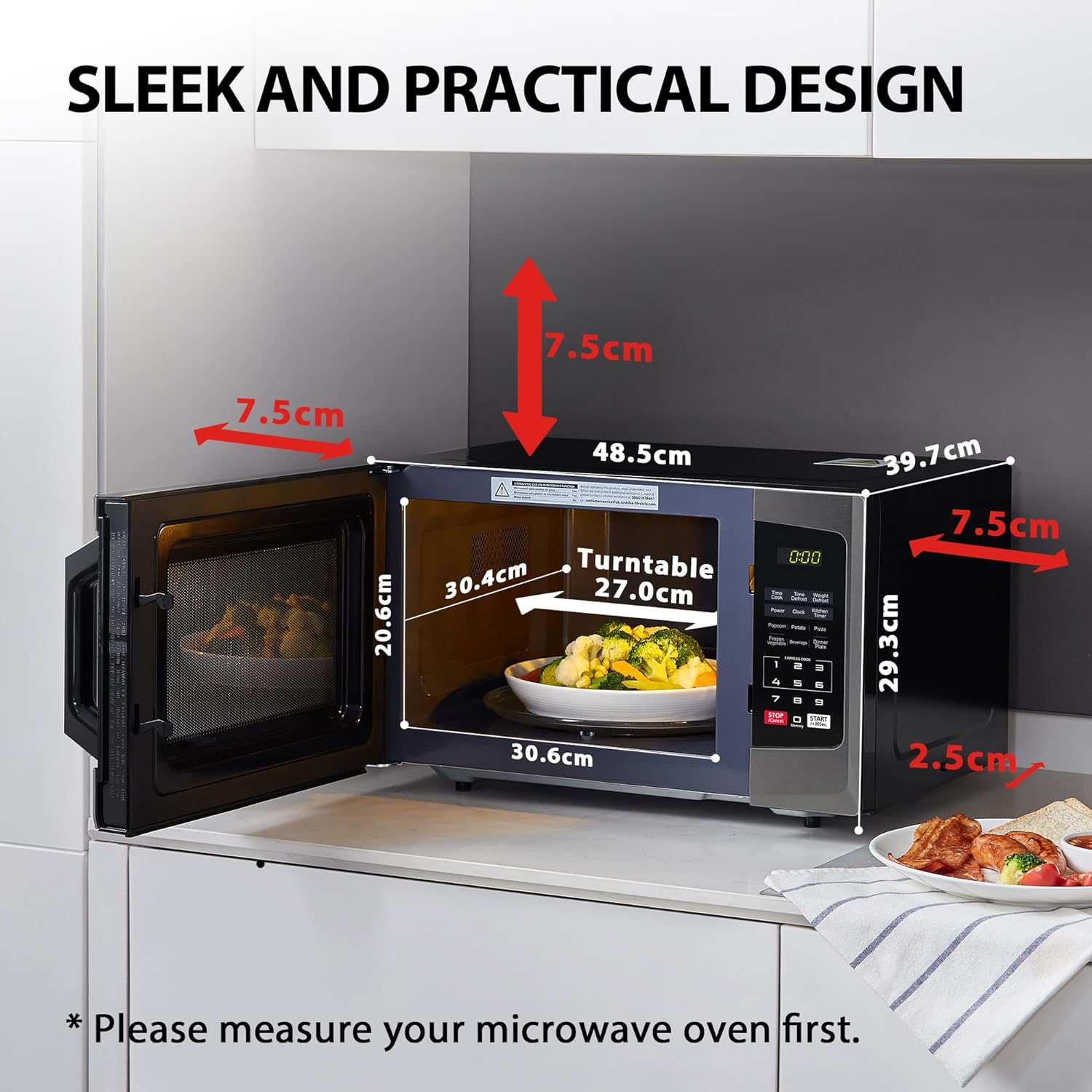 Toshiba 800w 23L Microwave Oven with Digital Display, Auto Defrost, One - touch Express Cook with 6 Pre - Programmed Auto Cook, and Easy Clean - Black - ML - EM23P(BS) - Amazing Gadgets Outlet