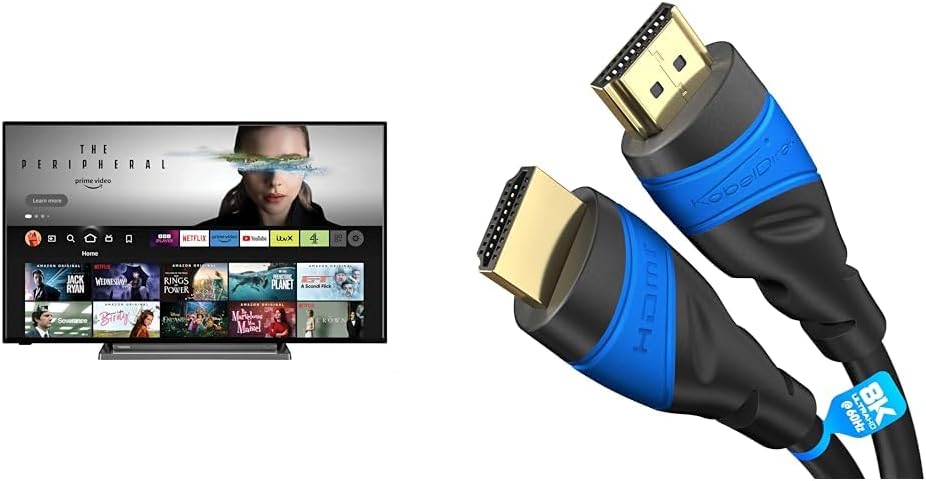 Toshiba UF3D 50 Inch Smart Fire TV 127 cm & HDMI Cable 8K / 4K – 0.25m – with A.I.S Shielding – Designed in Germany CableDirect - Amazing Gadgets Outlet
