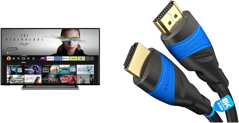 Toshiba UF3D 55 Inch Smart Fire TV 139.7 cm & HDMI Cable 8K / 4K – 0.25m – with A.I.S Shielding – Designed in Germany CableDirect - Amazing Gadgets Outlet