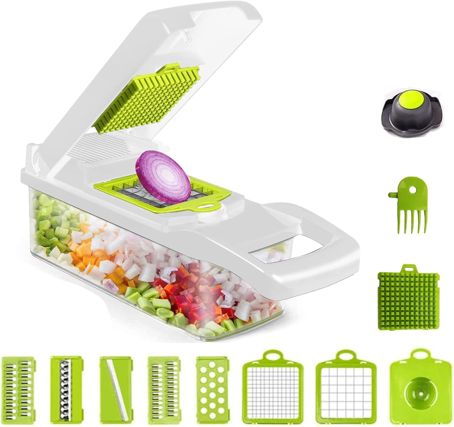 Toskope Vegetable Chopper, 14 - in - 1 Kitchen Mandoline Vegetable Slicer Food Chopper for Onion Veg Garlic Potato Salad Mini Dicer Chopper Cutter,Grey - Amazing Gadgets Outlet