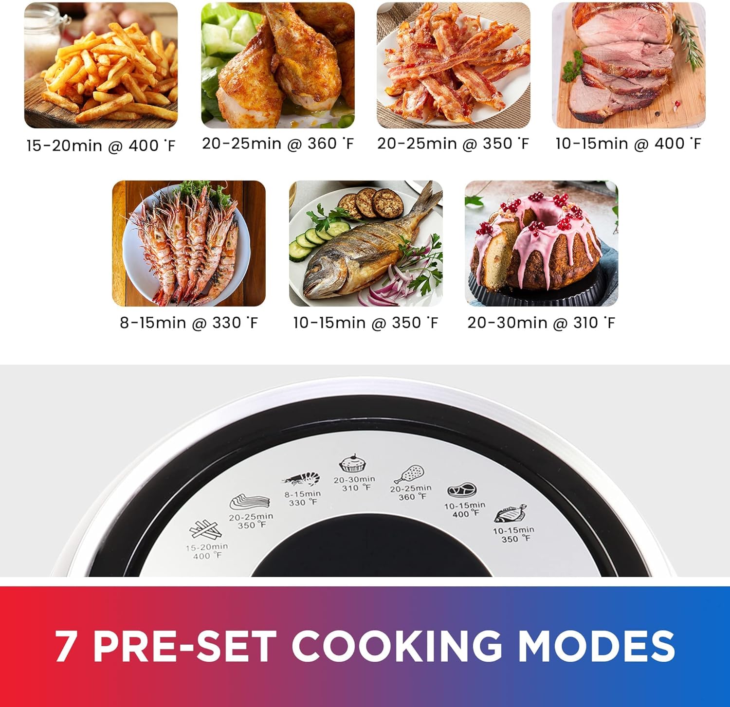 Total Chef Electric Air Fryer Oven 3.6L Touchscreen Controls Digital Air Fryers 7 Smart Cooking Presets Adjustable Temperature and Timer Non - Stick Basket Quick and Easy Meals, Black and Silver - Amazing Gadgets Outlet