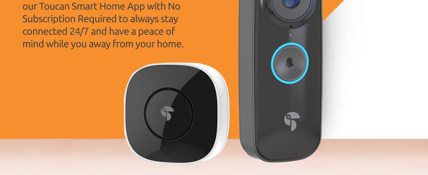 TOUCAN Wireless Video Doorbell Pro with Chime Doorbell | RADAR Motion Detection, XL Recharable Battery, 2K QHD Video Recording with 180° Ultra - Wide View, Two - Way Talk & Siren Alarm - Amazing Gadgets Outlet