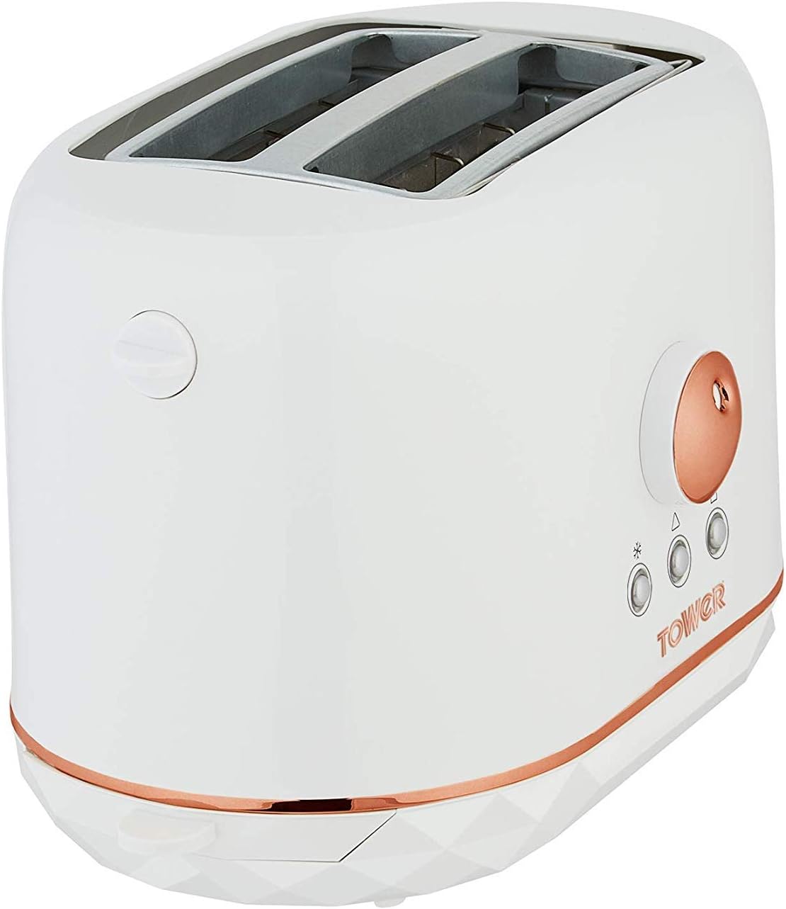 Tower Bottega T20016W 2 Slice Stainless Steel Toaster with Adjustable Browning Control, Defrost and Reheat Settings, White and Rose Gold - Amazing Gadgets Outlet