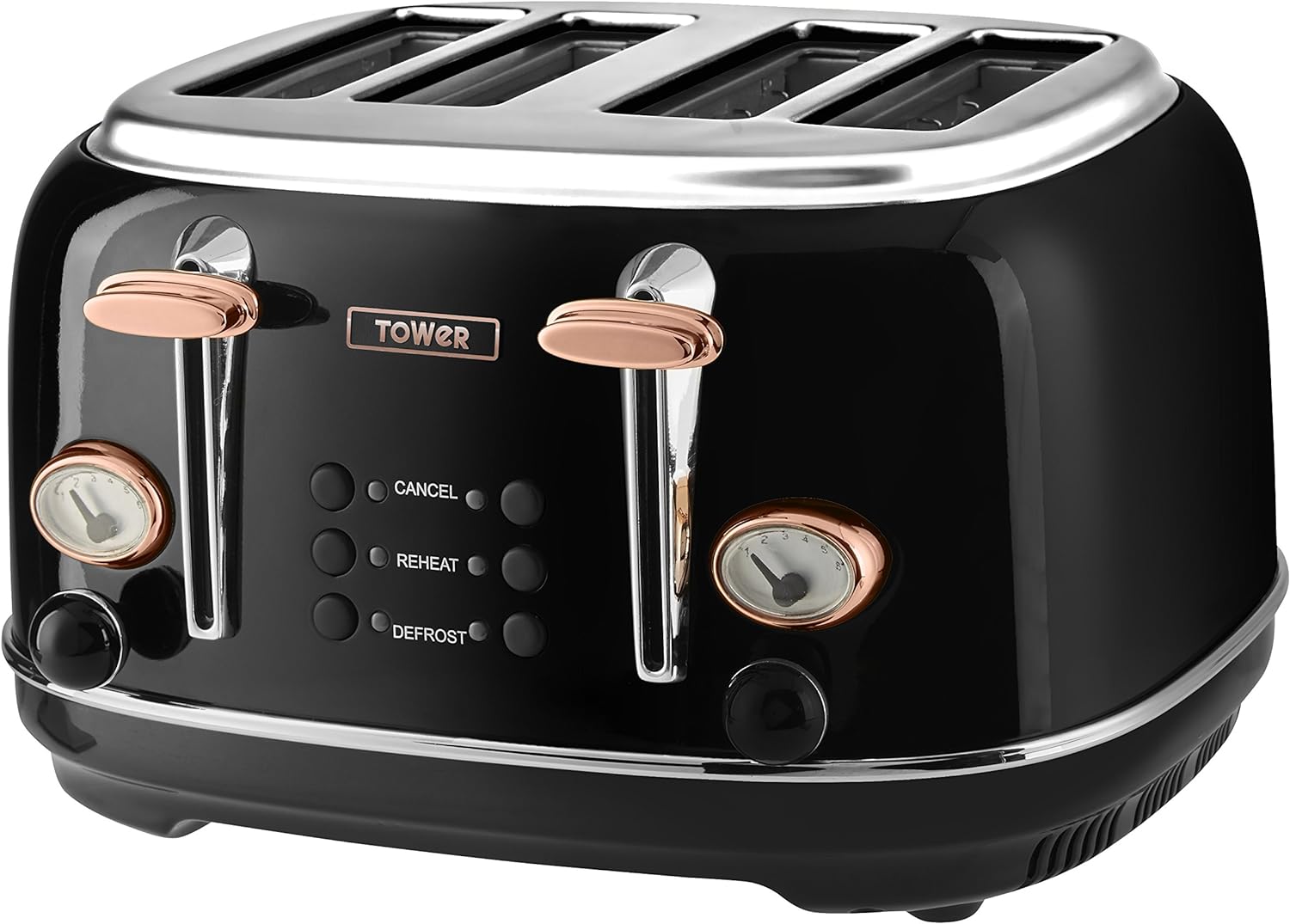 Tower Bottega T20016W 2 Slice Stainless Steel Toaster with Adjustable Browning Control, Defrost and Reheat Settings, White and Rose Gold - Amazing Gadgets Outlet